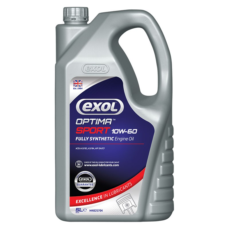 น้ำมันเครื่อง exol optima sport 10w-60 ปริมาณ 5 ลิตร เหมาะสำหรับเครื่องยนต์เบนซินและดีเซล